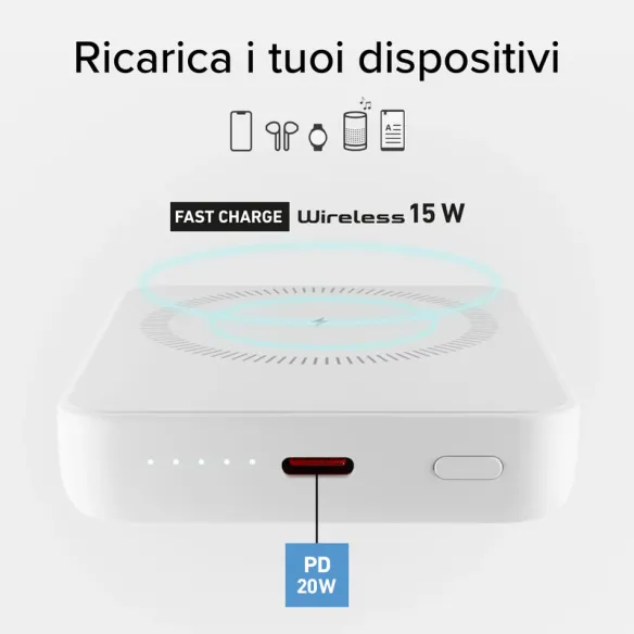 Power Bank SBS 5.000mAh PD 10W MAGSAFE WHT