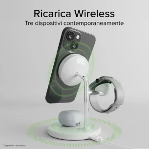 Stazione ricarica wireless Qi2 per cellulari, Apple Watch, auricolari wireless