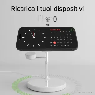 Stazione ricarica wireless Qi2 per cellulari, Apple Watch, auricolari wireless 2