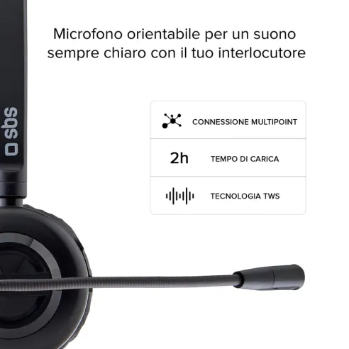 Cuffia mono Wireless Multipoint con microfono