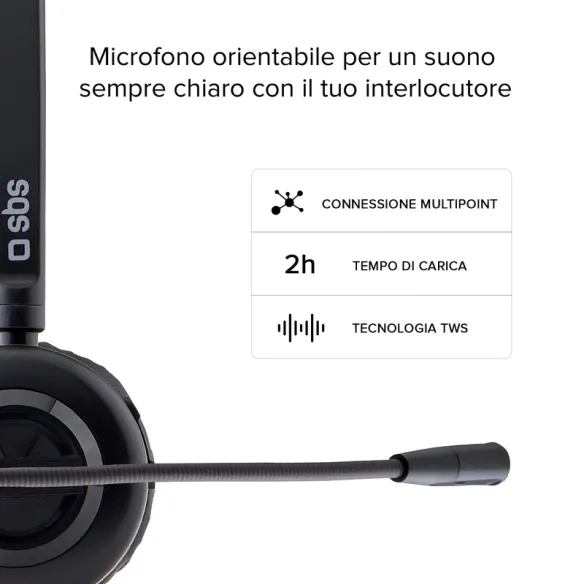 Cuffia mono Wireless Multipoint con microfono