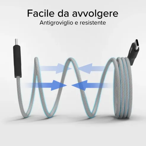 Cavo USB-C - USB-C con finitura magnetica, 1 metro