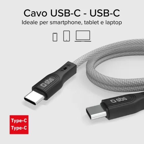Cavo USB-C - USB-C con finitura magnetica, 1 metro